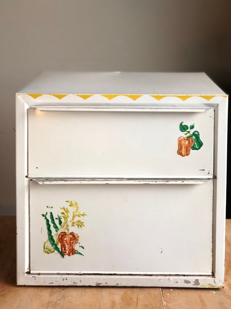 Vintage Decoware White Metal Bread Box/ Pie Safe Tin Storage. Etsy