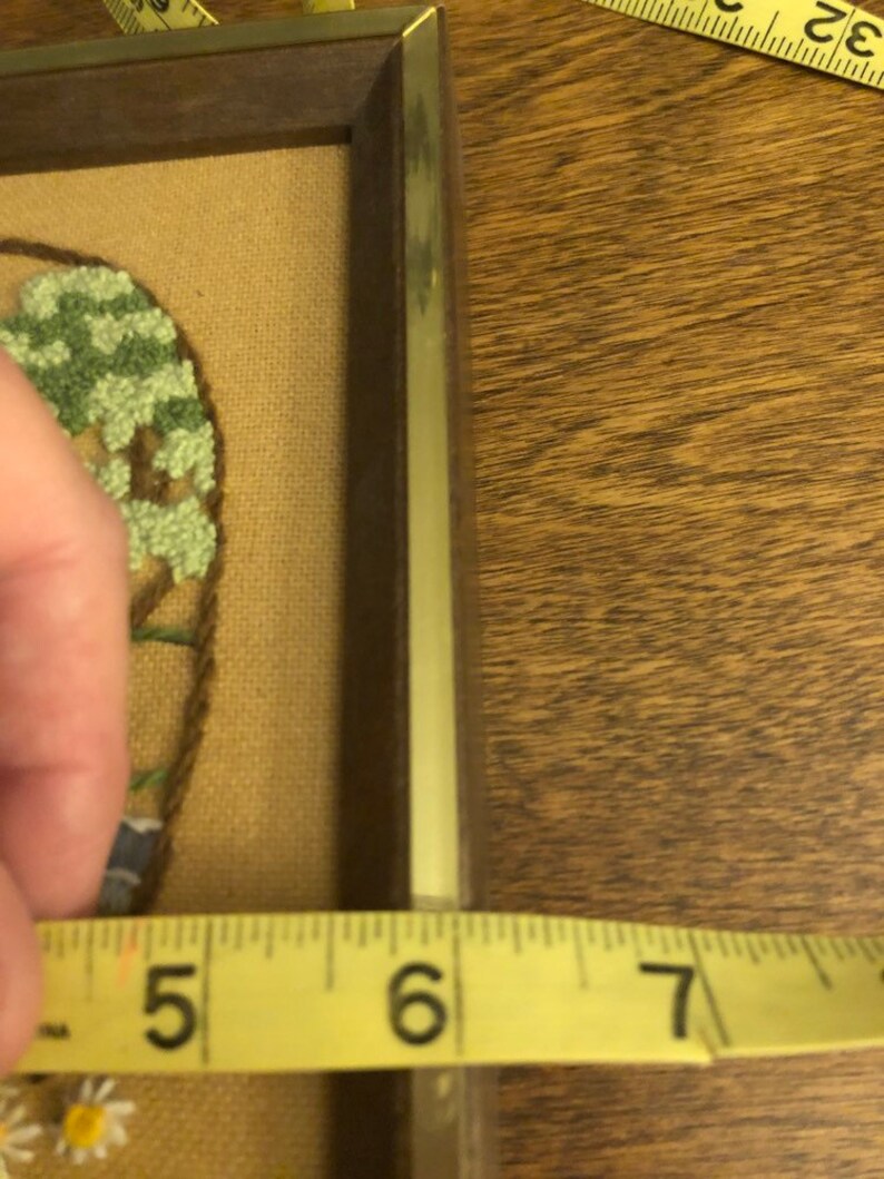 Vintage 1979 Sunset Designs wallhanging crewel work Brookside Vignette