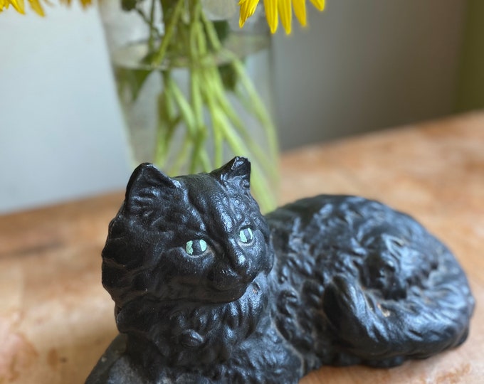 Antique Black Cat Door Stop Cast Iron Door Stop Etsy