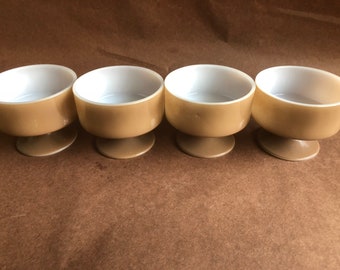 Vintage federal glass brown footed dessert / custard cups-excellent condition.