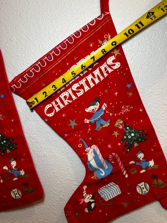 Vintage Set of 3 1960s Red Felt Walt Disney Christmas Stockings