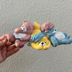 Vintage Burwood Sleepy bears/ Care Bears Wall Hanging Art Plaque Decor 90s. Nursery or child bedroom decor.