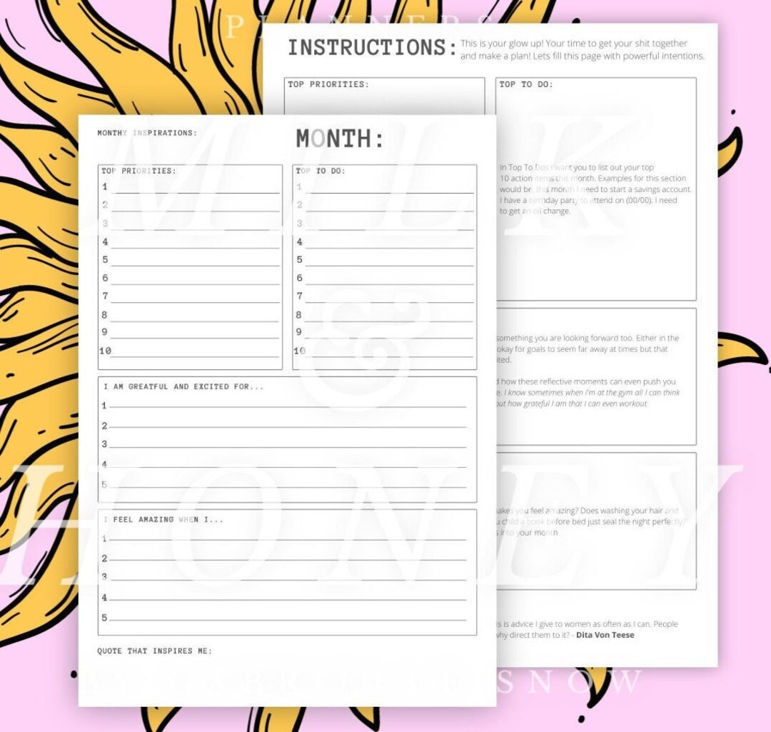 Monthly ***GLOW UP*** Worksheet - Etsy