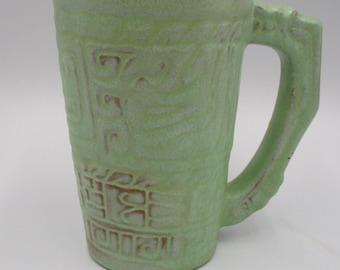 Frankoma Mayan Aztec, Prairie Green, 16oz Coffee Mug, 7M