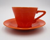 Homer Laughlin Harlequin Red Teacup and Saucer