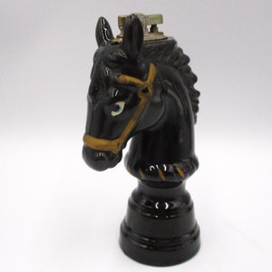 Vintage Ceramic Horse Head Table Lighter, Mid Century Kitsch