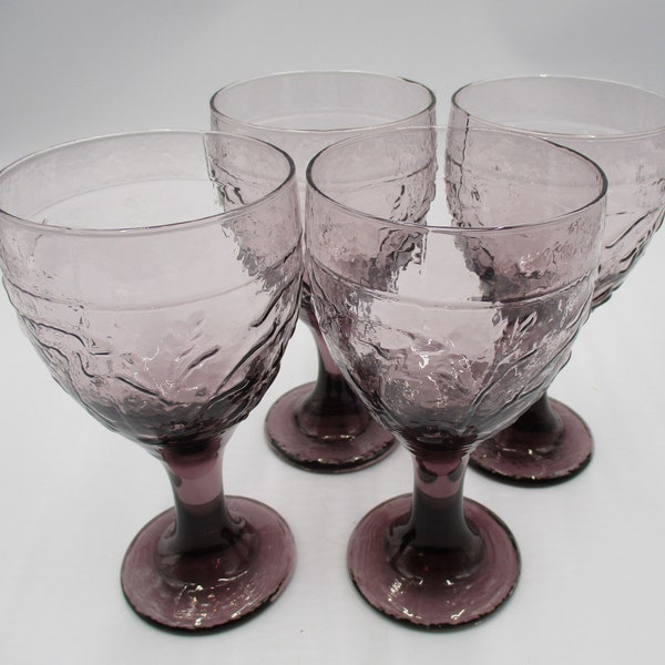 Set of Four Libbey Violet Garden Vine Water Goblets