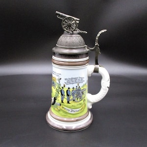 Porzellan und Zinn Lithophane Bierkrug, 1899-1901, Karl Rau