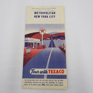 Texaco Road Map, Metropolitan New York City, Vintage, 1950, GRATIS VERZENDING