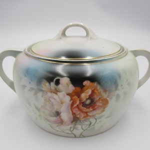 Hand Painted German Porcelain Biscuit Jar
