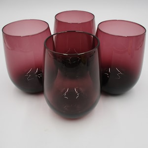 Amethyst Stemless Wine Glasses, Set of Four