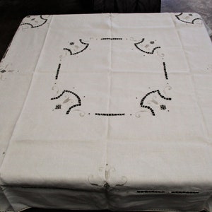Italian Linen Cutwork, Square Tablecloth, Like New