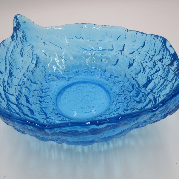 Vintage Tiara Indiana Glass "Aloha" Ice Blue Console Bowl