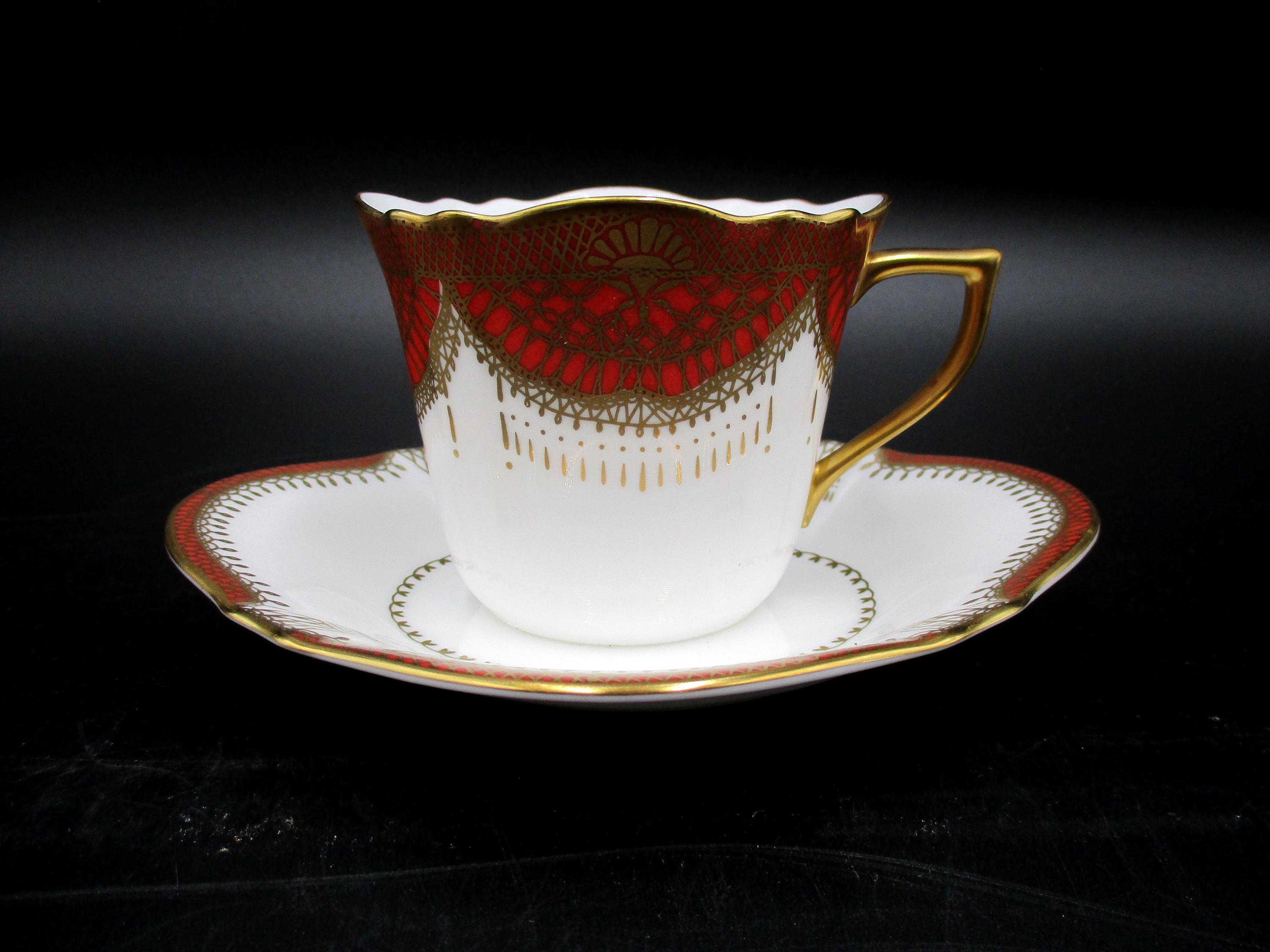 Cappuccino Cup and Saucer, Nikko Company of Japan, "Cerise"