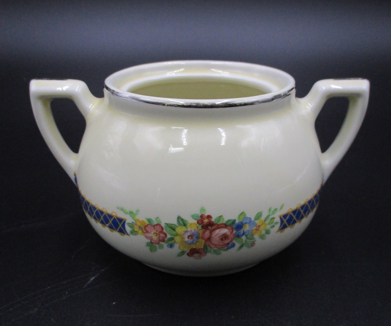 Boston Sugar Bowl No Lid Hall China Blue Bouquet 2 Etsy