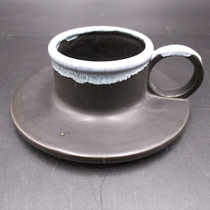 McCoy Pillar Candleholder, Early 1970s, Black Drip Glaze