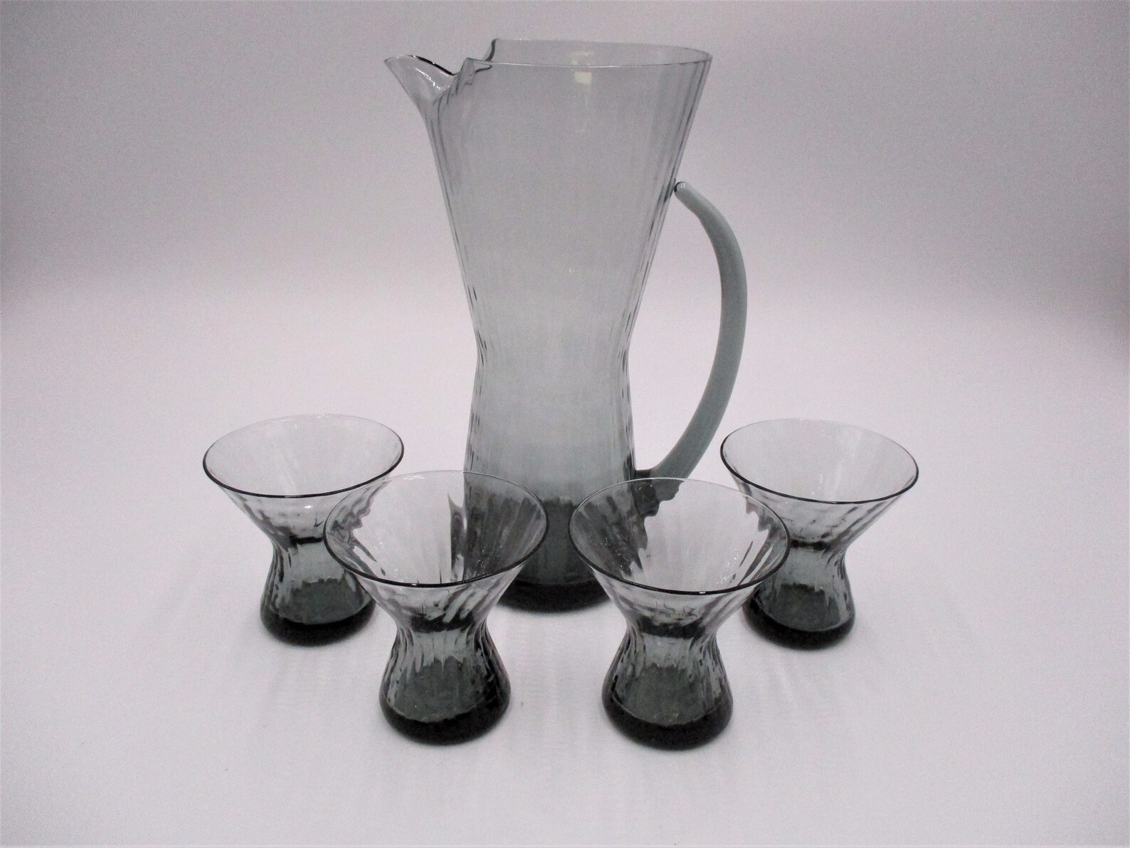 Ribbed Optic Hourglass Martini Pitcher and Glasses Etsy