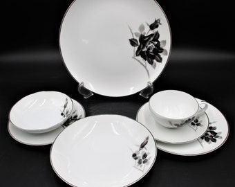Fukagawa Arita Princess Black Rose:   7 Piece Place Setting