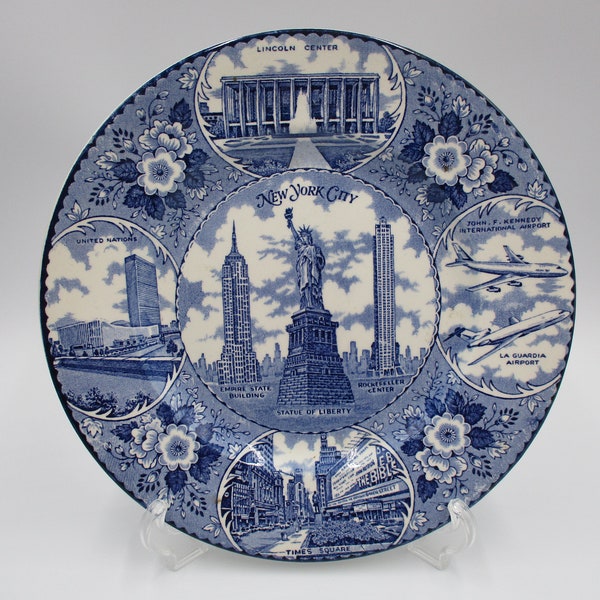 Staffordshire New York City Souvenir Plate, "Fabulous New York.  City of Wonders"