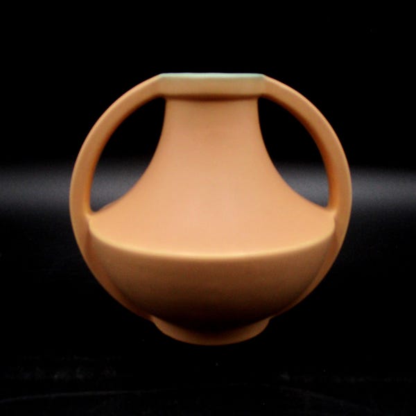 Coors Pottery Vase, Art Deco, Small, Matte Salmon with Green Interior