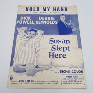 Vintage Sheet Music, Hold My Hand, from Susan Slept Here, Debbie Reynolds, FREE SHIPPING