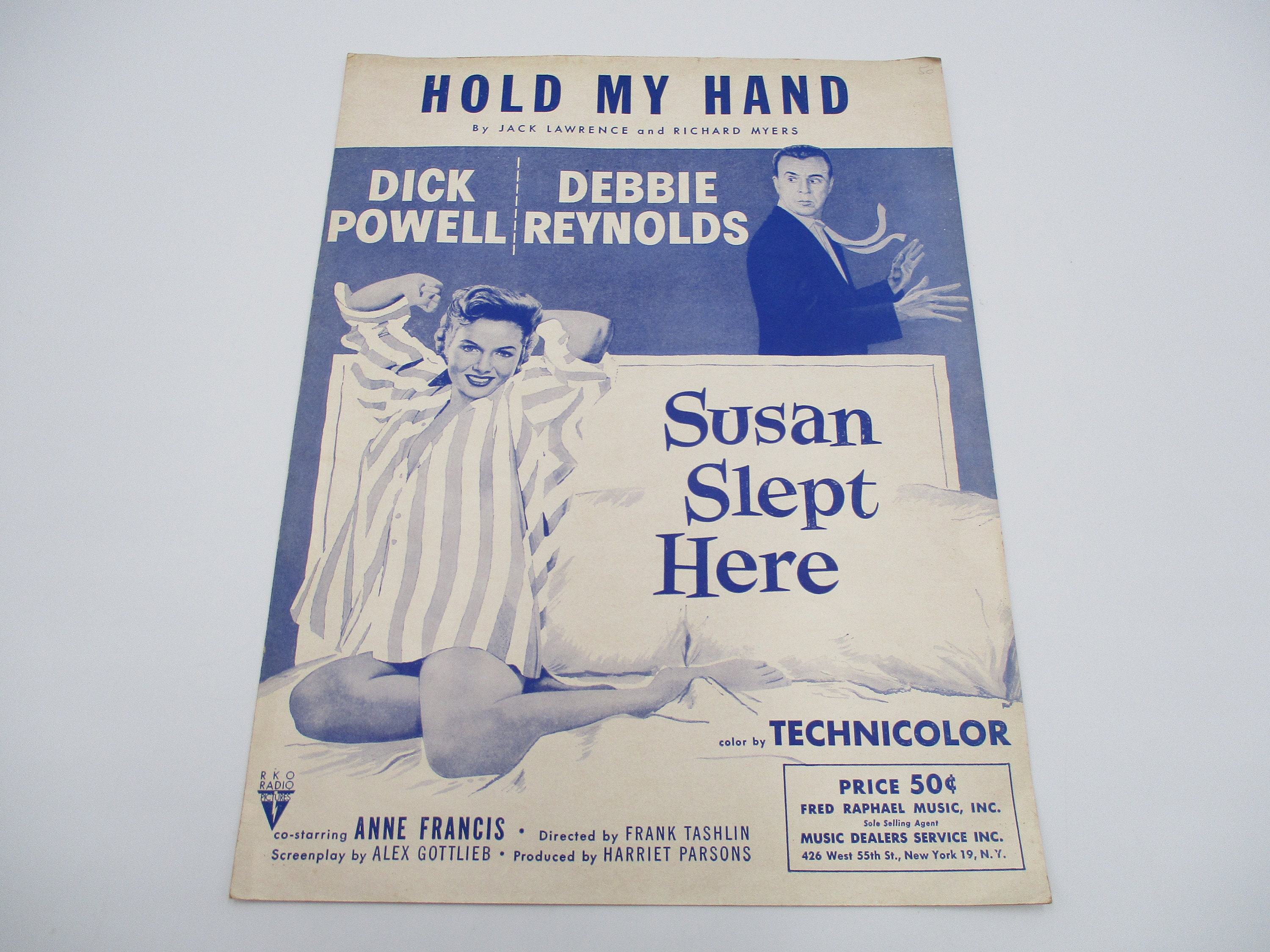 Vintage bladmuziek, Hold My Hand, van Susan Slept Here, Debbie Reynolds, GRATIS VERZENDING