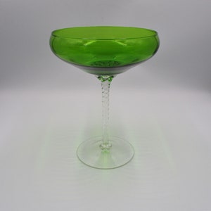Vintage Empoli Oversized Champagne Glass Compote with Clear Twisted Stem