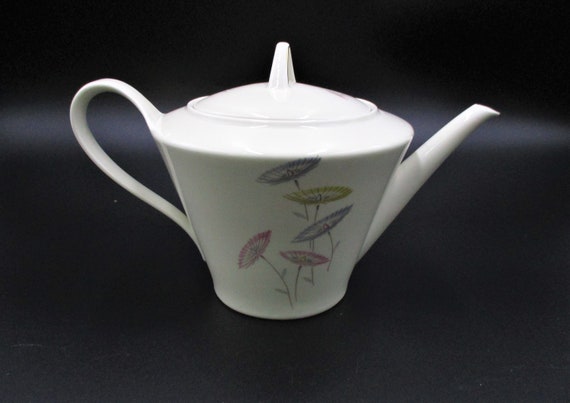 Mid Century Modern White Teapot