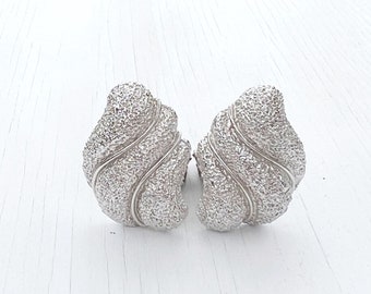 Silver Tone Shell Clip on Earrings | Nautical Statement  display picture 2