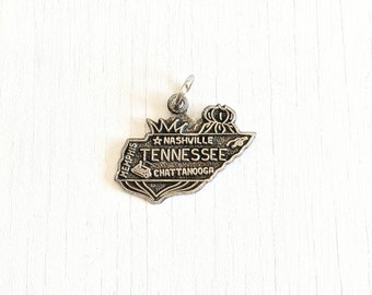 Tennessee State Charm Antiqued Sterling Silver Tennessee State Charm Antiqued Sterling Silver