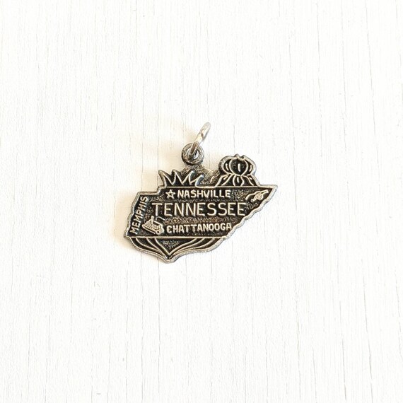 Tennessee State Charm Antiqued Sterling Silver Tennessee State Charm Antiqued Sterling Silver