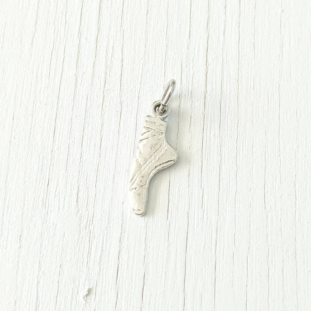 Sterling Silver Ballet Slipper Charm Dainty Charm Pendant Etsy