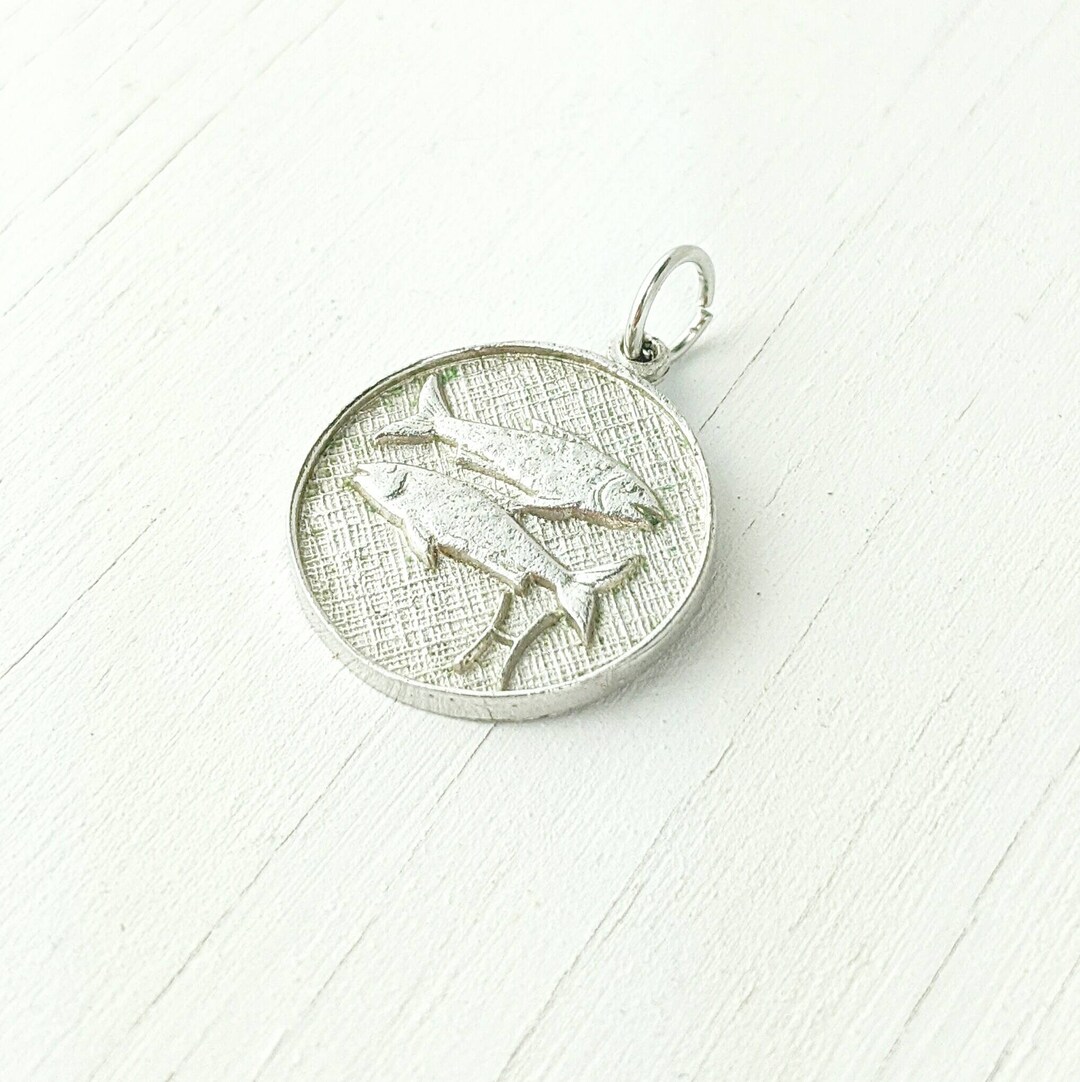 Sterling Silver Pisces Charm | Astrology Pendant | Zodiac | Vintage - Etsy