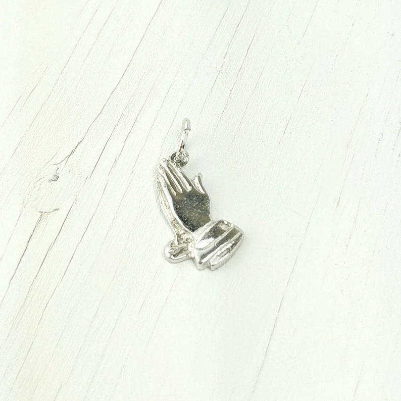 Sterling Silver Praying Hands Charm Religious Pendant Etsy