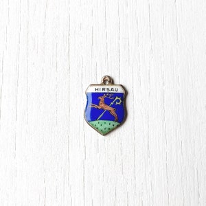 European Silver Hirsau Shield Charm | Enamel Travel Charm | Germany | Vintage