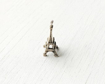 European Silver Eiffel Tower Charm | 3D Charm | Paris | Pendant | Vintage