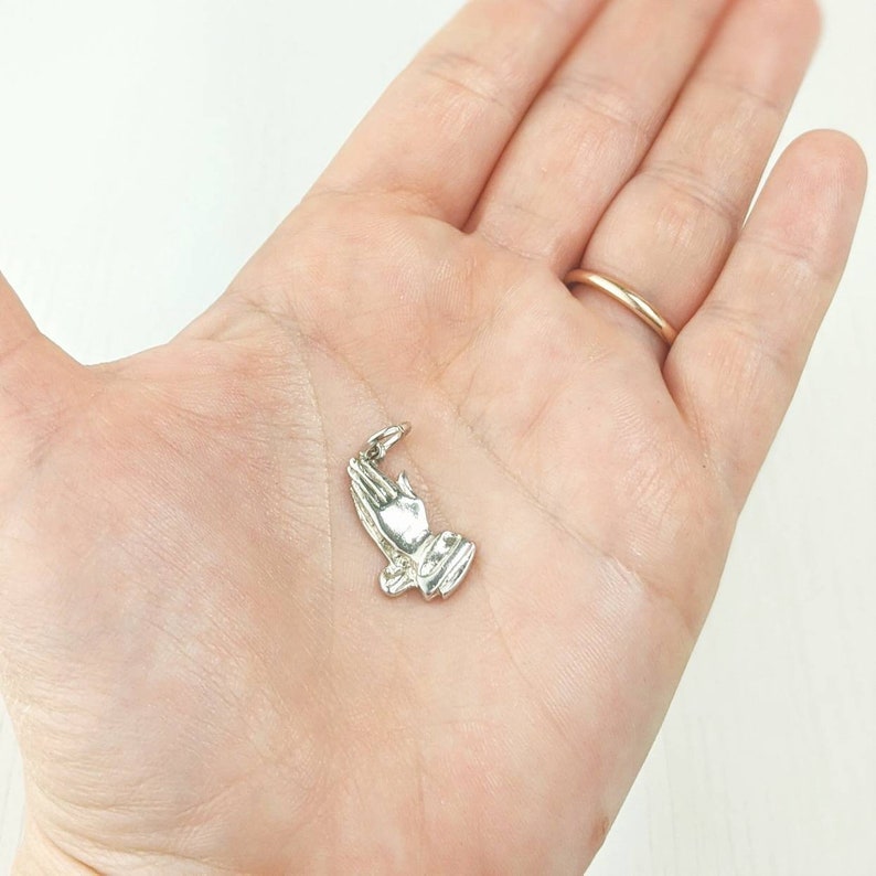 Sterling Silver Praying Hands Charm Religious Pendant Etsy