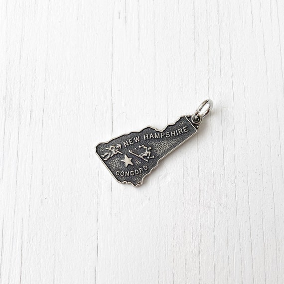 New Hampshire State Charm Antiqued Sterling Silver New Hampshire State Charm Antiqued Sterling Silver