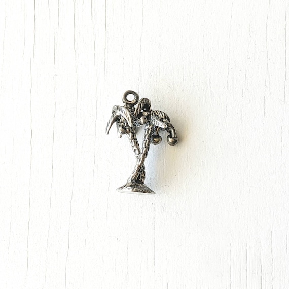 Palm Tree Charm Pendant Antiqued Sterling Silver 3-D, Made in the USA Palm Tree Charm Pendant Antiqued Sterling Silver 3-D, Made in the USA