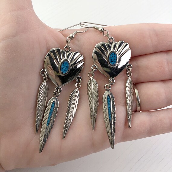 Feather /& Floral Southwestern Earrings