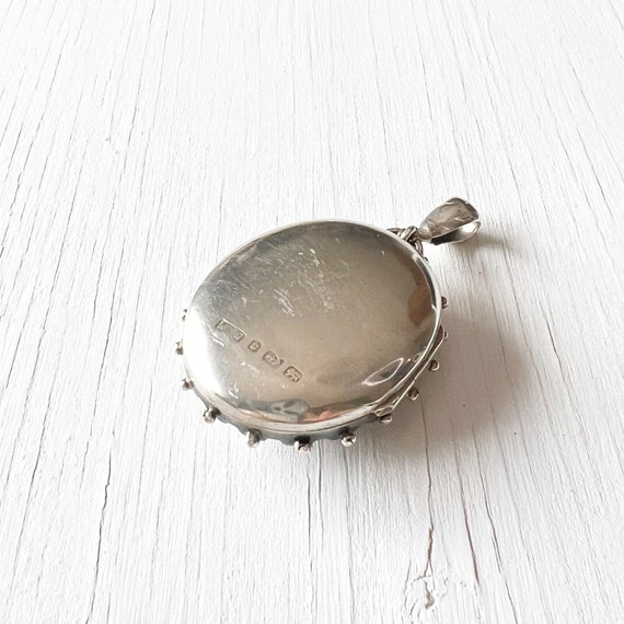 Antique Oval Locket | Large Sterling Silver  Flor… - image 4
