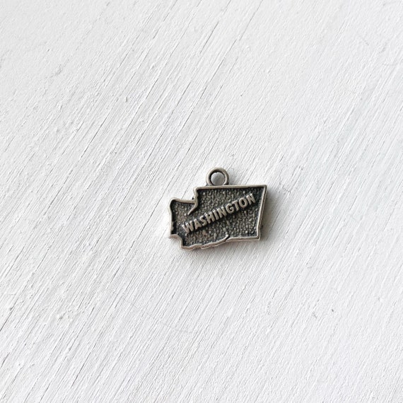 Washington State Charm Antiqued Sterling Silver Washington State Charm Antiqued Sterling Silver