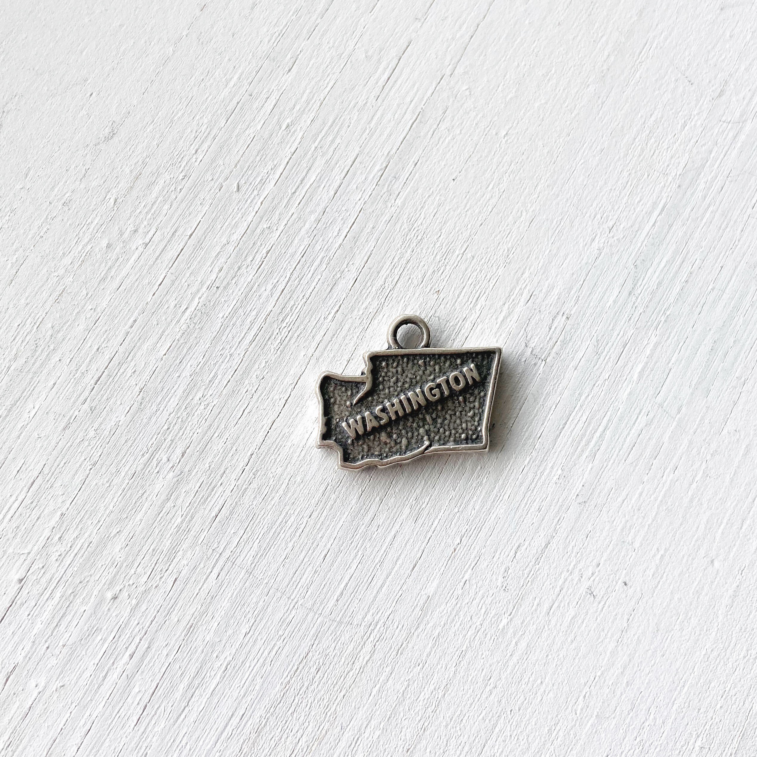 Washington State Charm Antiqued Sterling Silver Washington State Charm Antiqued Sterling Silver