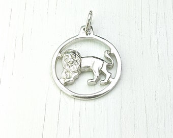 Sterling Silver Leo Charm | Lion Charm | Leo Pendant | Zodiac Sign | Astrology | Vintage
