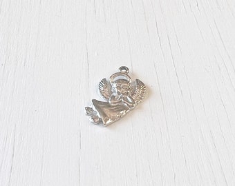 Sterling Silver Guardian Angel Charm | Religious Pendant | Vintage Gift
