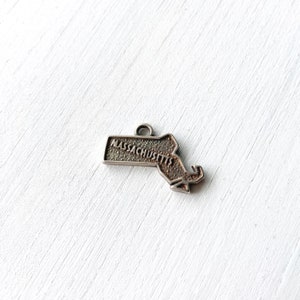 Sterling Silver Massachusetts Map Charm | USA State Charm | Pendant | Vintage