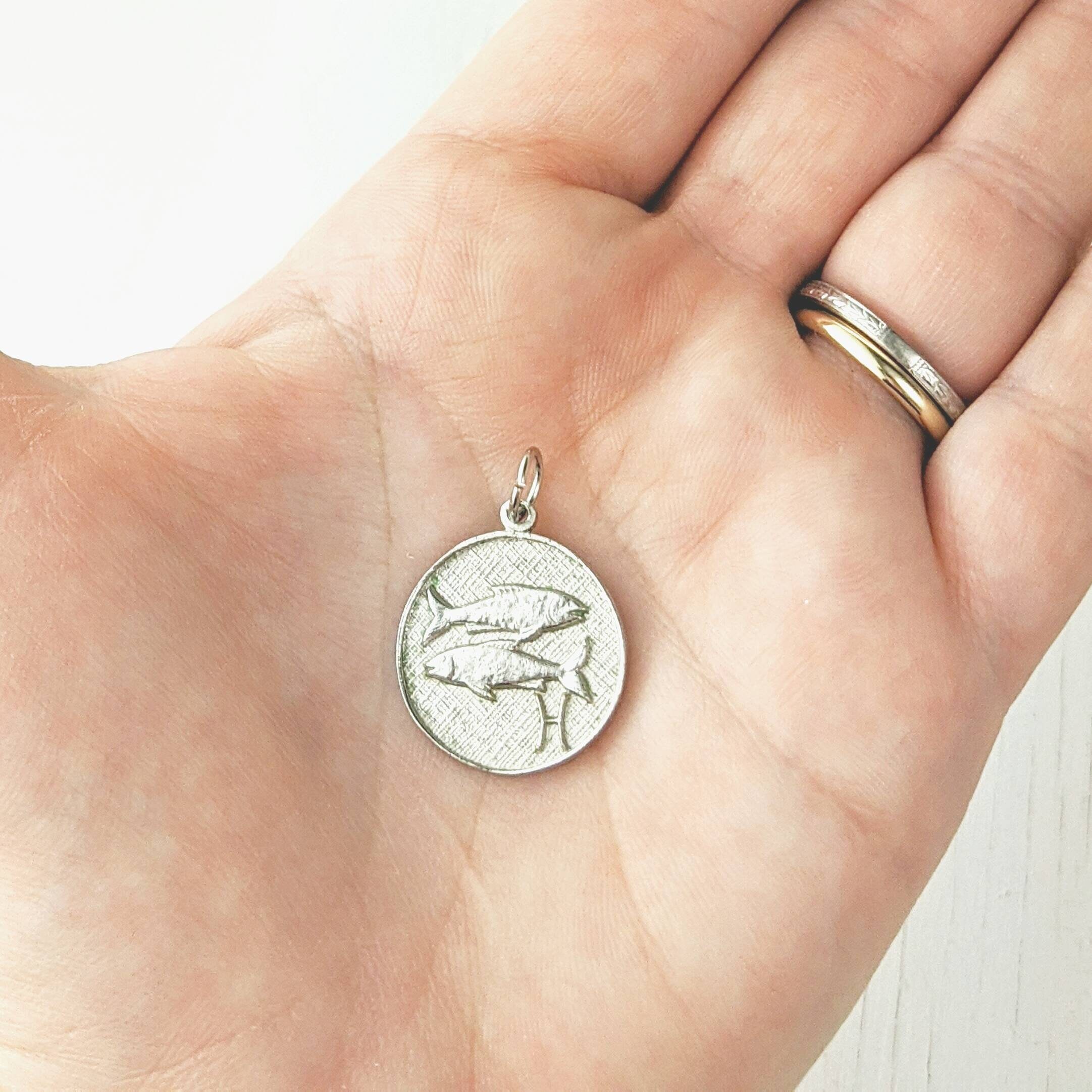 Sterling Silver Pisces Charm | Zodiac Astrology Pendant | Vintage ...