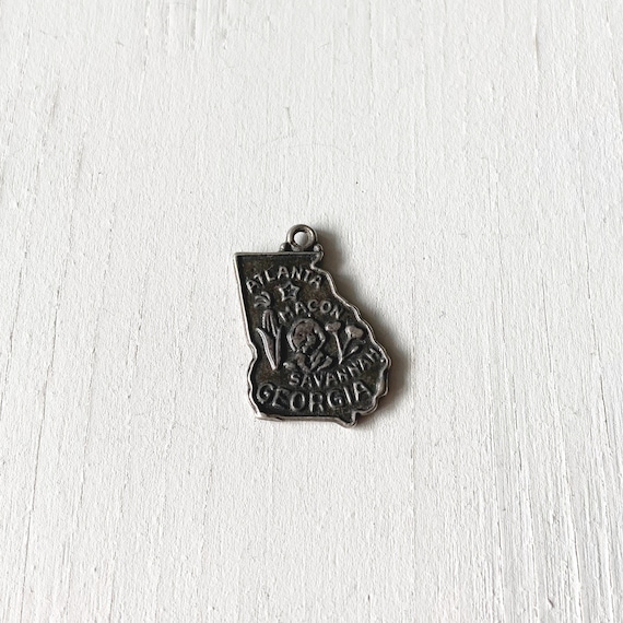 Georgia State Charm Antiqued Sterling Silver Georgia State Charm Antiqued Sterling Silver