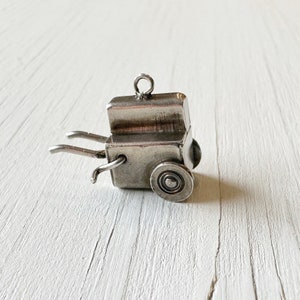 Moveable Organ Grinder Charm | 3D Trolley Push Cart Charm  | Sterling Silver Charm | Vintage Gifts