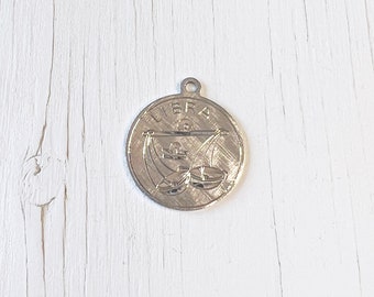 Sterling Silver Libra Charm | Circular Zodiac Sign Charm | Vintage Pendant